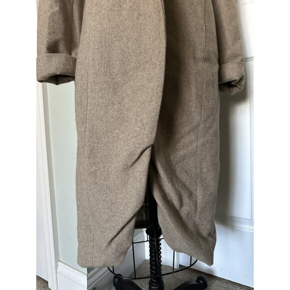Women's Wool Dress Coat BLUE DEEP Tan/ Beige Taupe Lamb Fur 6-8 Italy 42 EU, S - Picture 16 of 16
